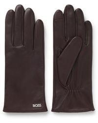 BOSS - Leren Handschoenen Met Gebreide Voering En Touchscreenvriendelijke Vingertoppen - Lyst