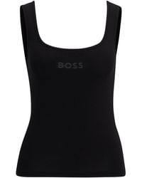 BOSS - Pyjama Tank Top In Stretch Fabric With Logo Print - Lyst