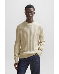 BOSS by HUGO BOSS - Wool-blend Regular-fit Sweater With Wide Ribbing - Lyst