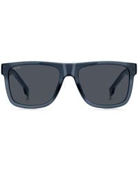 BOSS - Sonnenbrille aus blauem Acetat mit 3D-Logo - Lyst