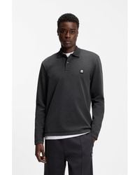 HUGO - Cotton-Blend Polo Shirt With Stacked Logo - Lyst