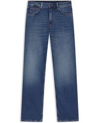 HUGO - Lange Straight-Fit Jeans Aus Blauem Stretch-Denim - Lyst