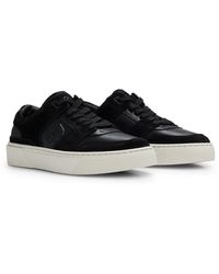 BOSS - Baskets en cuir à lacets et finitions en cuir suédé - Lyst