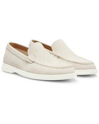 BOSS - Suede Loafers With Contrast Outsole - Lyst