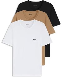 BOSS - Set Van Drie T-Shirts Van Katoen Met Logostiksel - Lyst