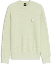 BOSS - Pullover Aus Baumwoll-Piqué Mit Logo-Patch - Lyst