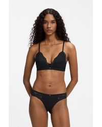 BOSS - Premium Lace Bralette With Mesh Pleating - Lyst