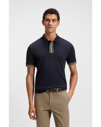 BOSS - Interlock-Cotton Polo Shirt With Contrast Tipping - Lyst