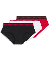 HUGO - Lot de trois slips en coton stretch avec taille logotée - Lyst