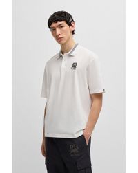 HUGO - X Rb Stretch-Cotton Polo Shirt With Carbon Stealth Logo - Lyst