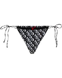 HUGO - Tie-side Bikini Bottoms With Repeat Logo Print - Lyst
