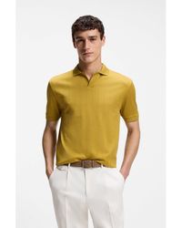 BOSS - Cotton-Jacquard Polo Shirt With Johnny Collar - Lyst
