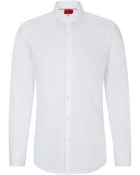 HUGO - Kason Slim-Fit Hemd aus bügelleichtem Baumwoll-Twill Weiß 42 - Lyst