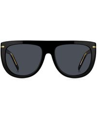 BOSS - Sonnenbrille aus schwarzem Acetat mit goldfarbenen Metalldetails - Lyst