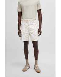 BOSS - Regular-fit Shorts In Printed Stretch-cotton Twill - Lyst