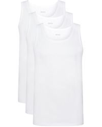 BOSS Triple Pack Of Regular-fit Cotton Vests - White