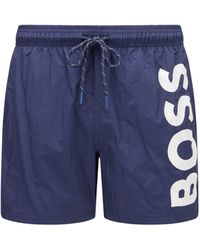 BOSS by HUGO BOSS Boxer da mare ad asciugatura rapida con logo a contrasto - Blu