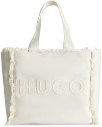HUGO - Logo Tote Bag With Fringe Detailing - Lyst