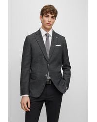 BOSS - Slim-fit Jacket In Micro-patterned Wool And Cotton - Lyst