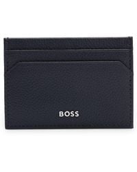 BOSS - Grained-leather Card Holder With Logo Lettering - Lyst