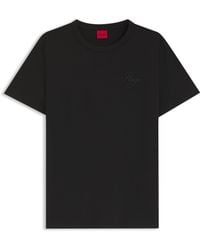 HUGO - Regular-Fit T-Shirt Aus Baumwoll-Jersey Mit Gesticktem Script-Logo - Lyst