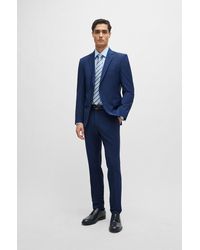 BOSS - Slim-fit Suit In Micro-patterned Stretch Cloth - Lyst