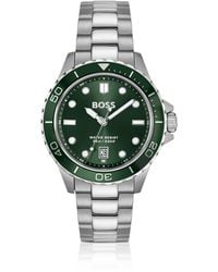 BOSS - Horloge Met Groene Wijzerplaat En Stalen Polsband - Lyst