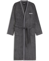 BOSS - Cotton Dressing Gown With Embroidered Logo - Lyst