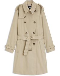 BOSS - Water-Repellent Trench Coat With Buckled Belt - Lyst