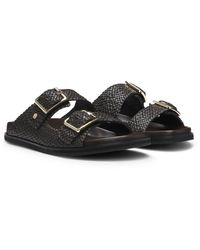 BOSS - Woven Sandals With Twin Straps And Buckles - Lyst