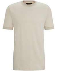 BOSS - Regular-fit T-shirt Van Katoen En Zijde In Een Combinatie Van Structuren - Lyst