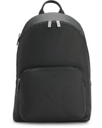 BOSS - Grained Italian-Leather Backpack With Emed Logo - Lyst