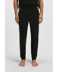 BOSS - Cotton-Blend Pyjama Bottoms With Contrast Panels - Lyst