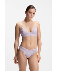 BOSS - Premium Lace Bralette With Mesh Pleating - Lyst