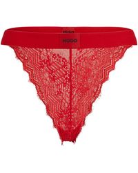 HUGO - Briefs In Geometric Lace With Red Logo Label - Lyst