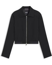BOSS - Regular-Fit Jasje Met Rits Van Crêpe - Lyst