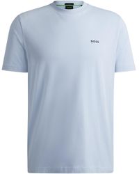 BOSS - Regular-Fit T-Shirt aus Stretch-Baumwolle mit Kontrast-Logo - Lyst