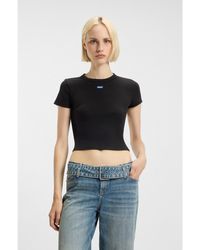 HUGO - Slim-Fit Cropped T-Shirt - Lyst