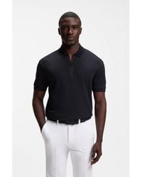 BOSS - Zip-Neck Polo Shirt - Lyst