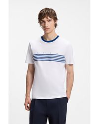 HUGO - Cotton T-Shirt With Printed Stripes - Lyst