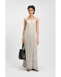 BOSS - Tiered Striped Dress With Silk - Lyst