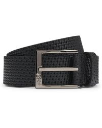 BOSS - Leren Riem Met Geweven Effect - Lyst