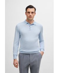 BOSS - Regular-fit Polo Sweater In Wool, Silk And Cashmere - Lyst