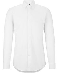 BOSS by HUGO BOSS Slim-fit Smokingoverhemd Van Gemakkelijk Te Strijken Stretchkatoen - Wit