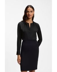 BOSS - Stretch-Silk Blouse With Gathered Details - Lyst