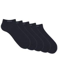 BOSS - Five-Pack Of Cotton-Blend Ankle Socks With Branding - Lyst