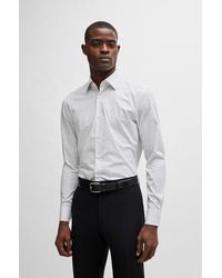 BOSS - Slim-fit Shirt In Printed Stretch-cotton Poplin - Lyst