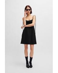 HUGO - Mini Dress With Spaghetti Straps And Branded Zip - Lyst