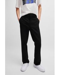 HUGO - Baggy-fit Trousers In Cotton Twill - Lyst