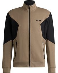 BOSS - Sweatshirt Van Een Katoenmix Met Rits En 3d-logo - Lyst